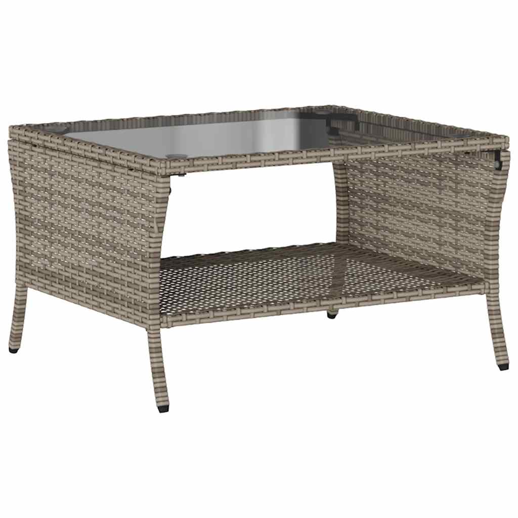vidaXL Gartensofa 2-Sitzer mit Kissen & Tisch Grau Poly Rattan