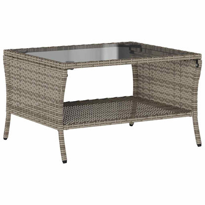 vidaXL Gartensofa 2-Sitzer mit Kissen & Tisch Grau Poly Rattan