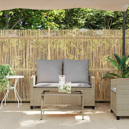 vidaXL Canapé de jardin 2 places avec coussins et table en résine tressée beige