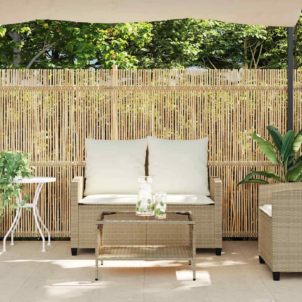 vidaXL Canapé de jardin 2 places avec coussins et table Beige résine tressée