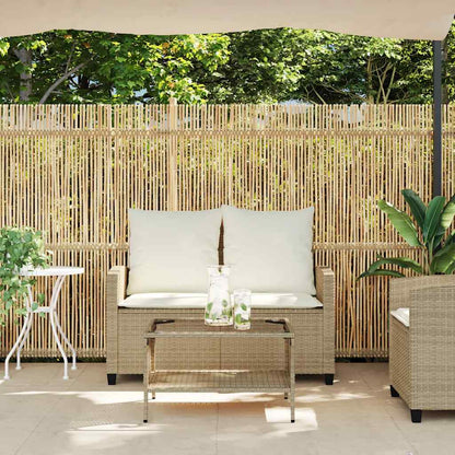 vidaXL Canapé de jardin 2 places avec coussins et table Beige résine tressée