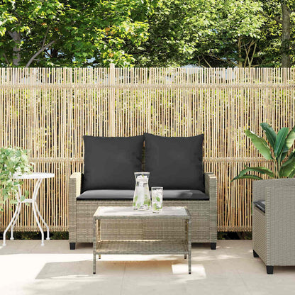 vidaXL Canapé de jardin 2 places avec coussins et table en résine tressée gris clair