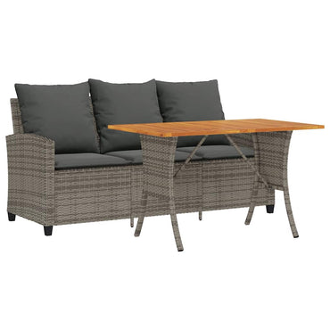 vidaXL Canapé de jardin 3 places avec coussins et table Gris résine tressée