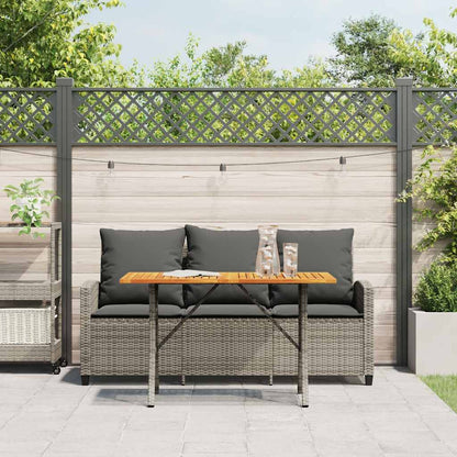 vidaXL Gartensofa 3-Sitzer mit Kissen & Tisch Grau Poly Rattan