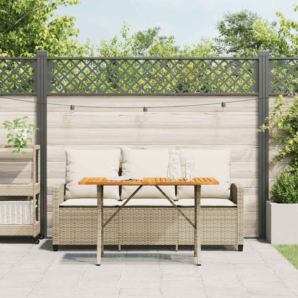 vidaXL Gartensofa 3-Sitzer mit Kissen & Tisch Beige Poly Rattan