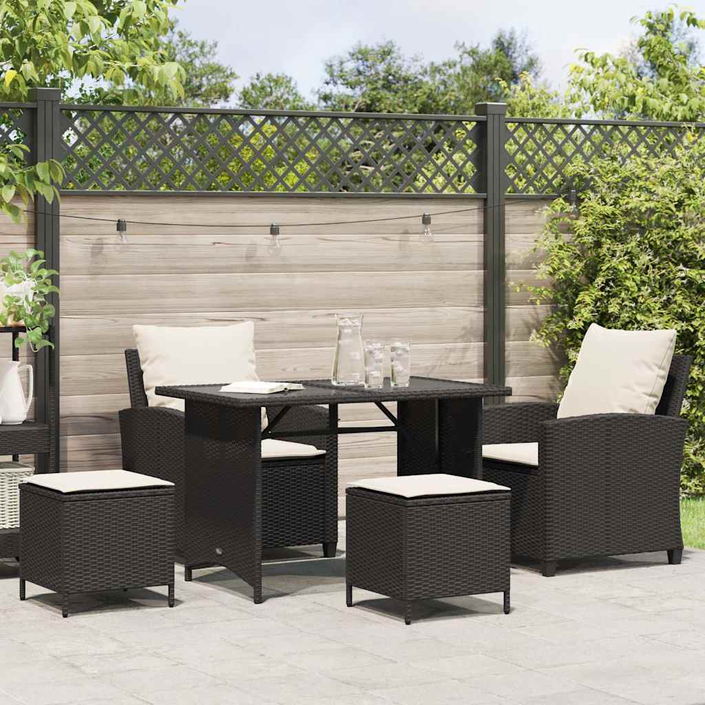 4-tlg. Garten-Sofagarnitur mit Kissen Schwarz Poly Rattan