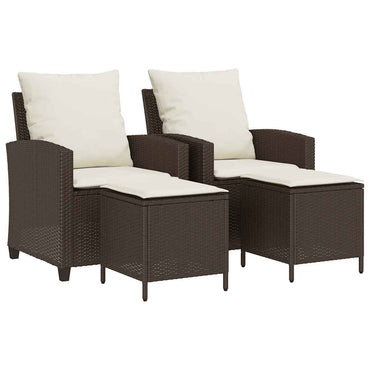 vidaXL Salon de jardin 4 pcs avec coussins résine tressée marron