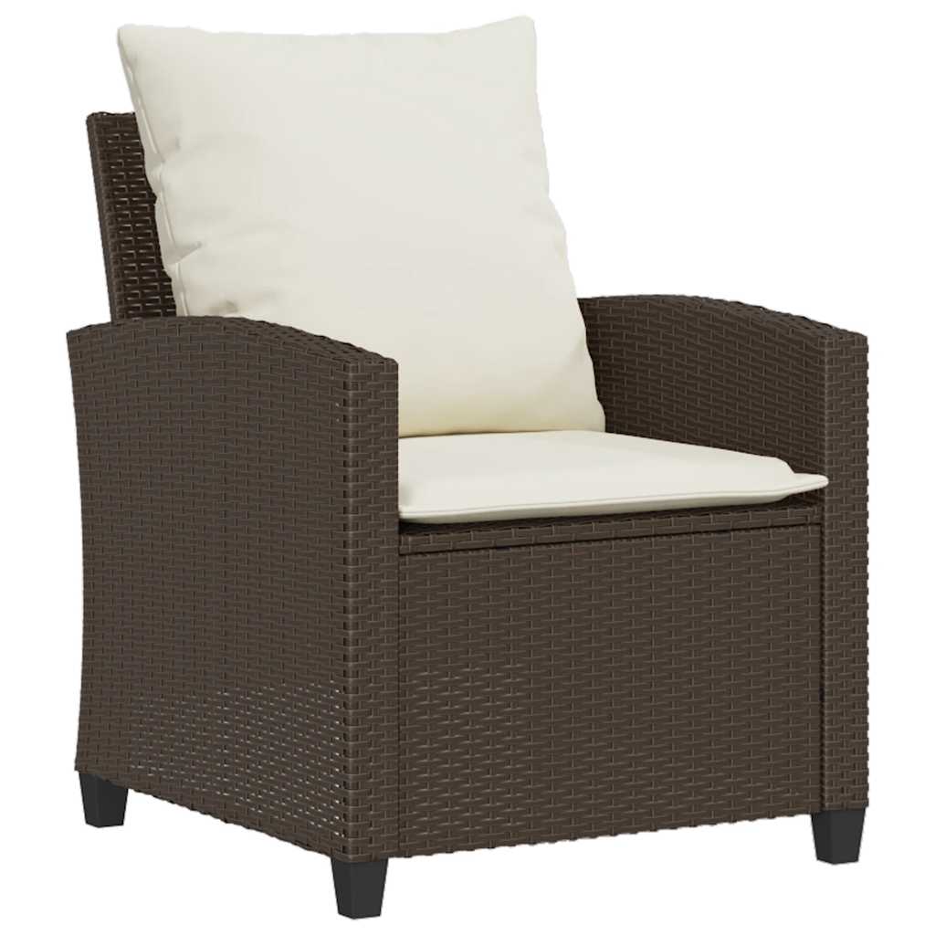 vidaXL Salon de jardin 4 pcs avec coussins résine tressée marron