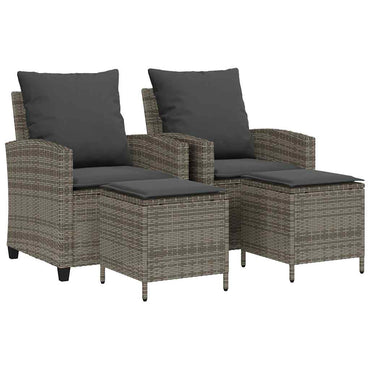 vidaXL Salon de jardin 4 pcs avec coussins Gris Résine tressée