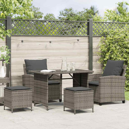 4-tlg. Garten-Sofagarnitur mit Kissen Grau Poly Rattan