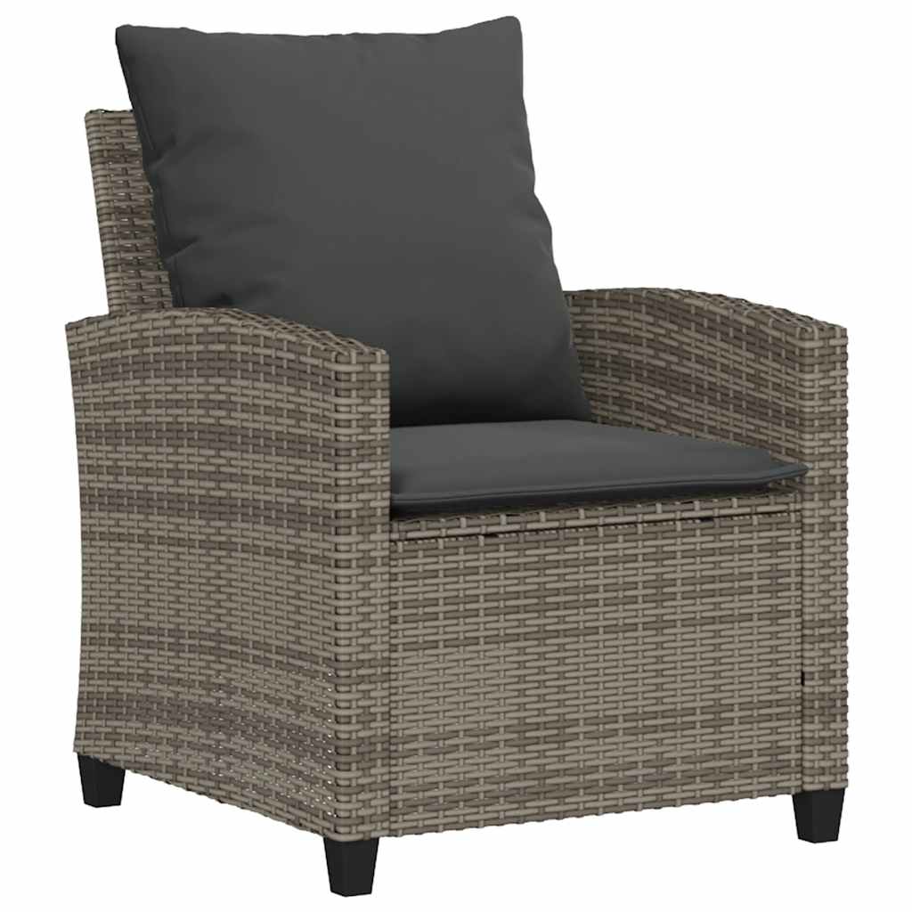 vidaXL Salon de jardin 4 pcs avec coussins Gris Résine tressée