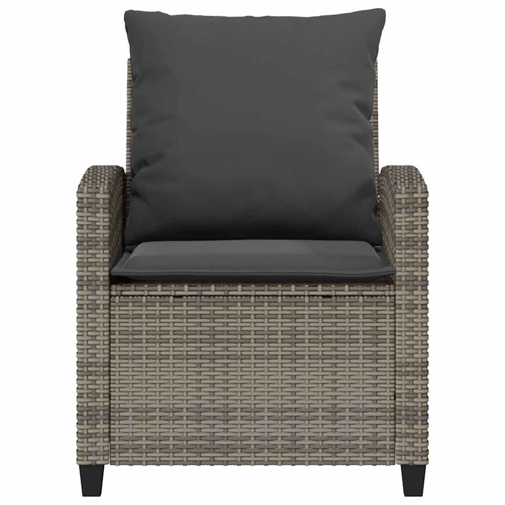 4-tlg. Garten-Sofagarnitur mit Kissen Grau Poly Rattan
