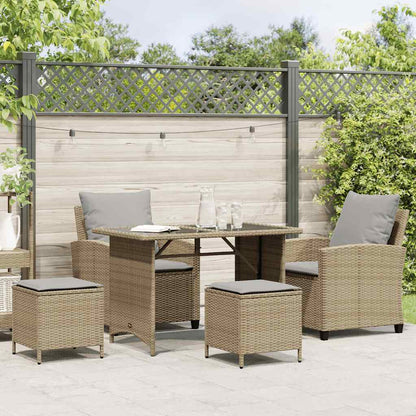 4-tlg. Garten-Sofagarnitur mit Kissen Beige Poly Rattan