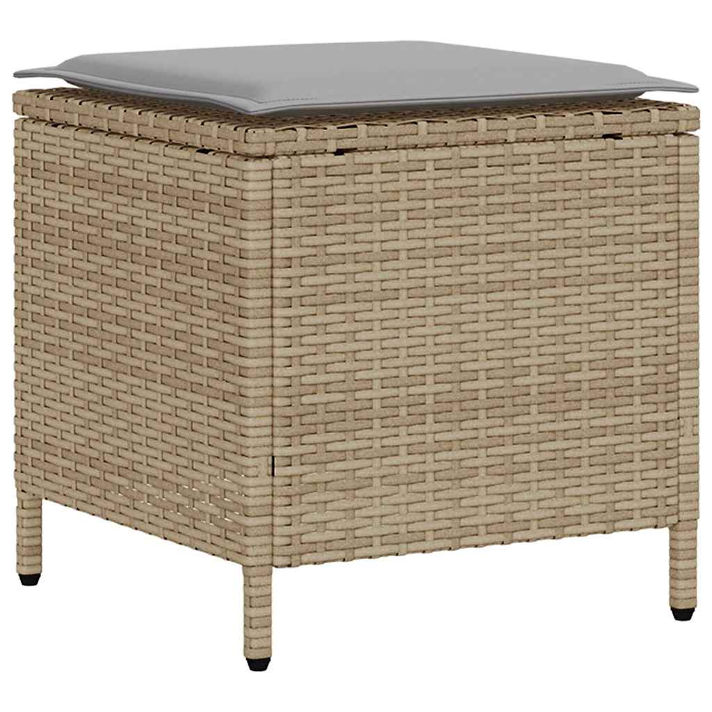 4-tlg. Garten-Sofagarnitur mit Kissen Beige Poly Rattan