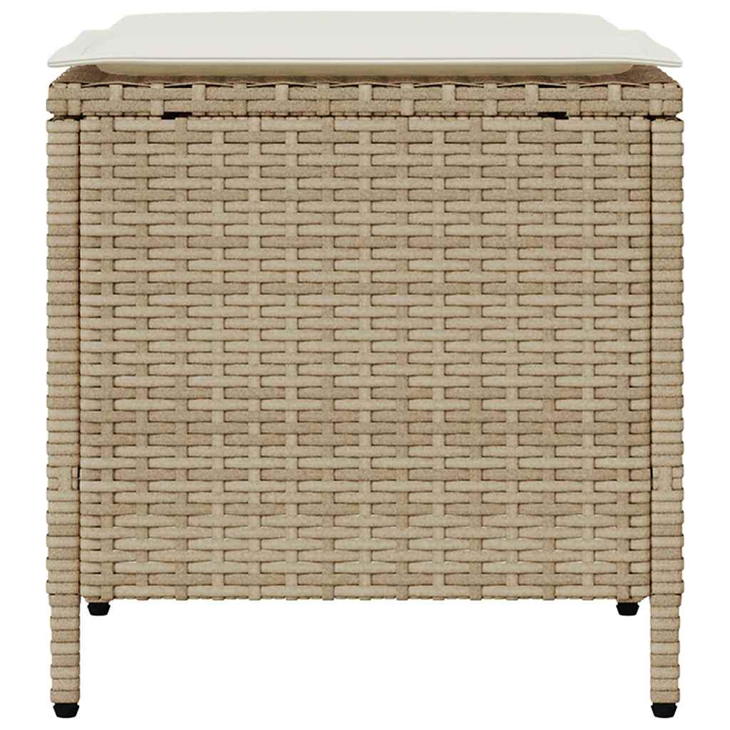 4-tlg. Garten-Sofagarnitur mit Kissen Beige Poly Rattan