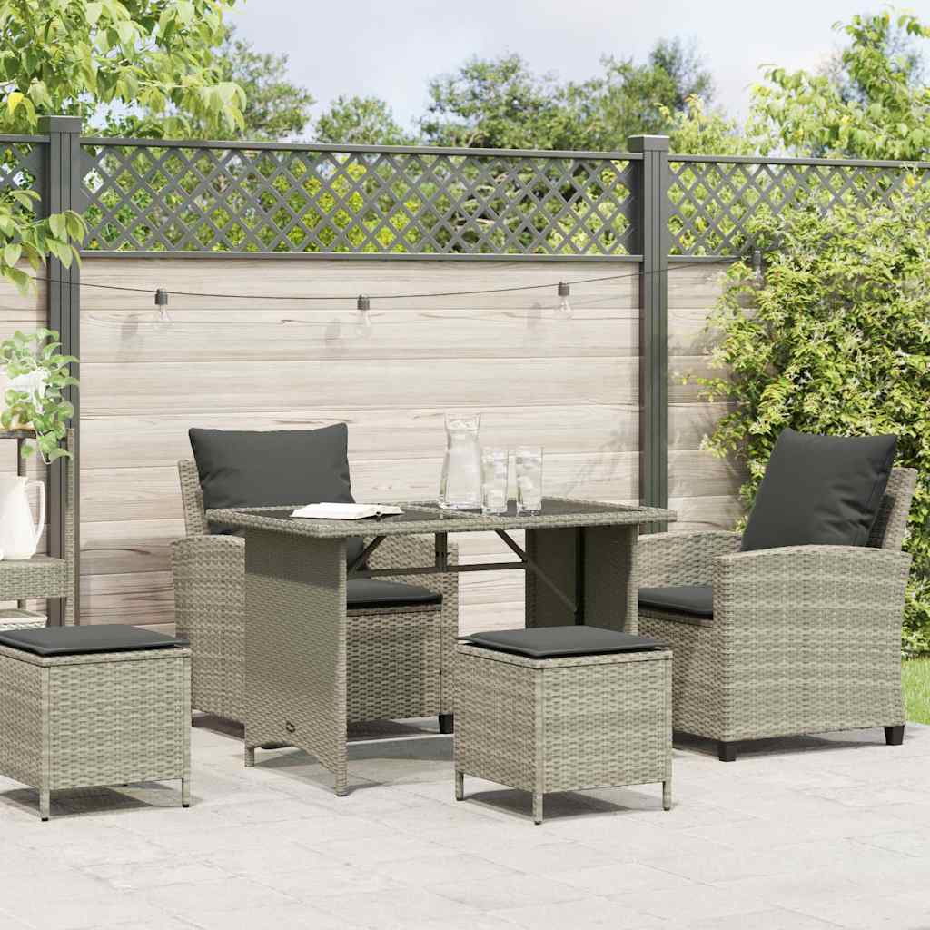 4-tlg. Garten-Sofagarnitur mit Kissen Hellgrau Poly Rattan