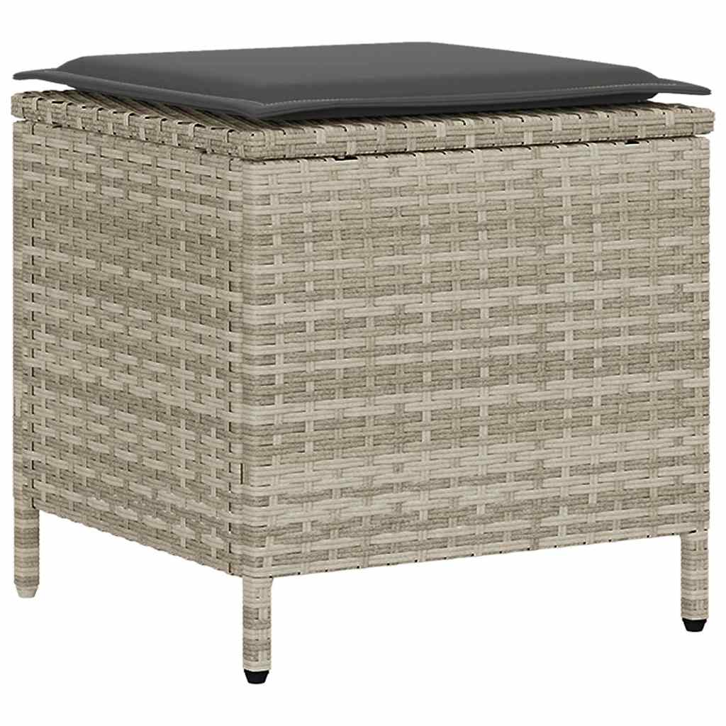 4-tlg. Garten-Sofagarnitur mit Kissen Hellgrau Poly Rattan