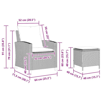 4-tlg. Garten-Sofagarnitur mit Kissen Hellgrau Poly Rattan