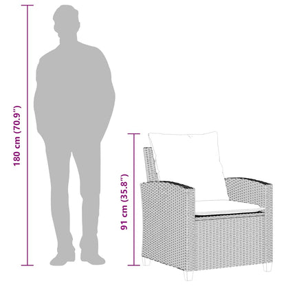 4-tlg. Garten-Sofagarnitur mit Kissen Hellgrau Poly Rattan