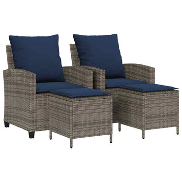 vidaXL Salon de jardin 4 pcs avec coussins Gris Résine tressée