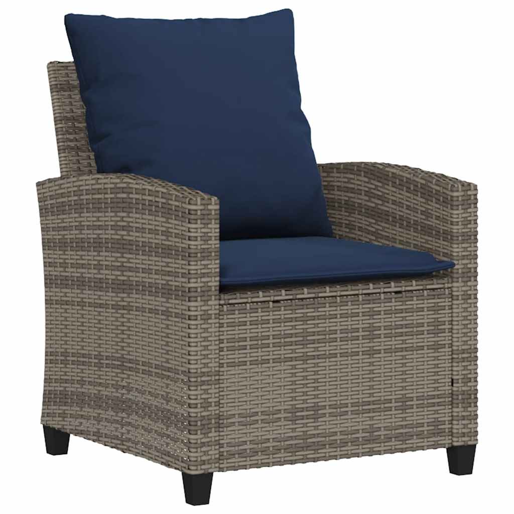 vidaXL Salon de jardin 4 pcs avec coussins Gris Résine tressée