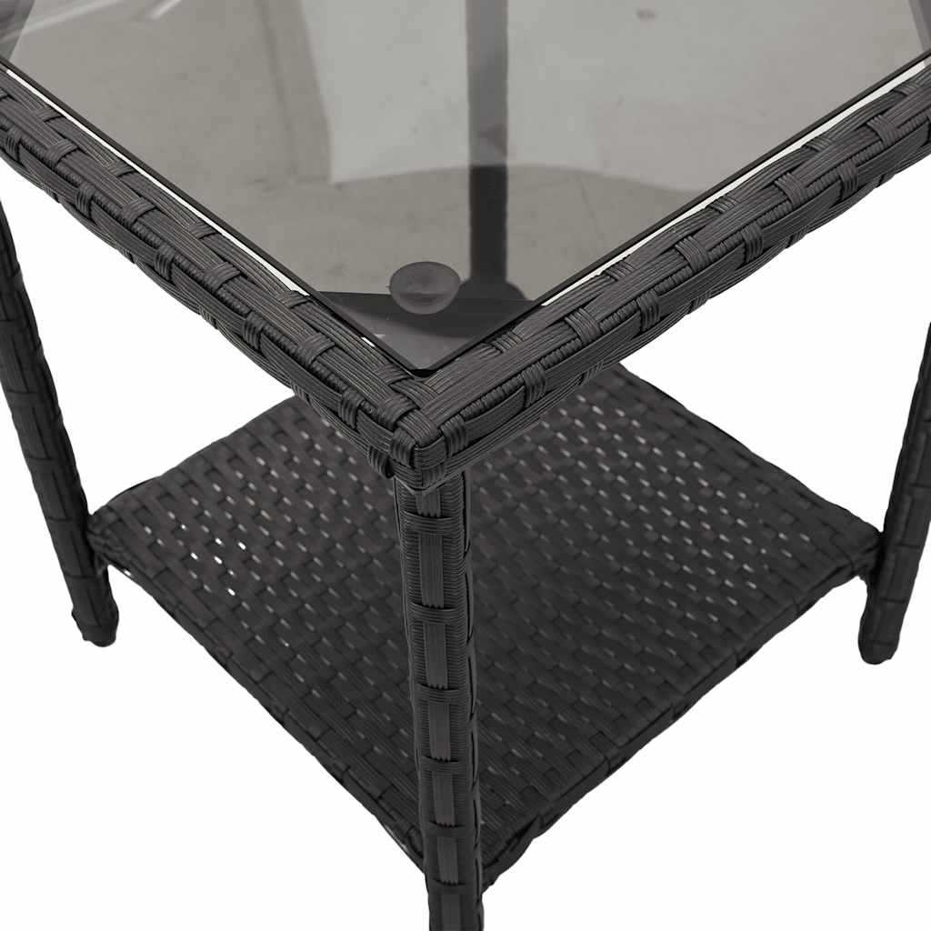 vidaXL Gartensofa in L-Form mit Tisch und Kissen Schwarz Poly Rattan