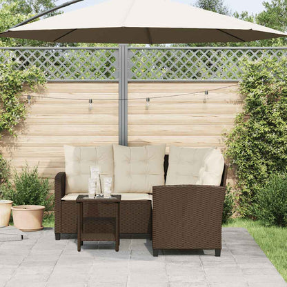 vidaXL Canapé de jardin d'angle avec table et coussins en polyrotin marron