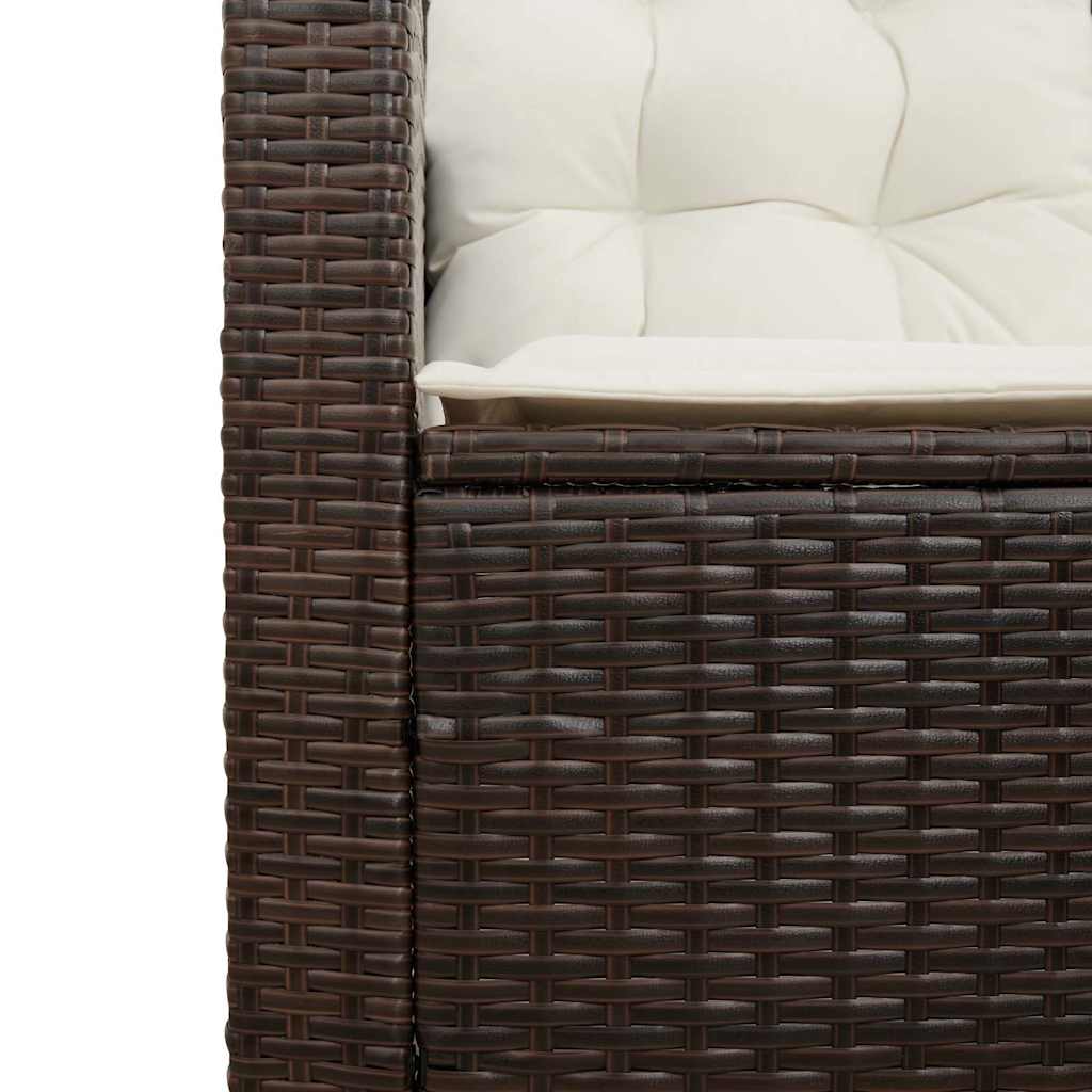 vidaXL Canapé de jardin d'angle avec table et coussins en polyrotin marron