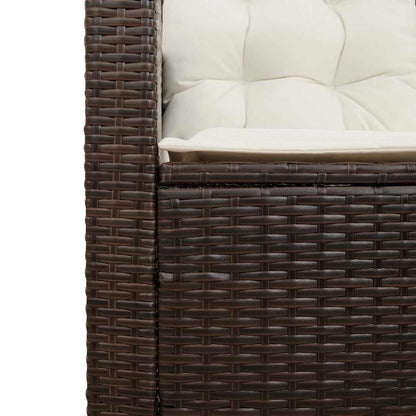 vidaXL Canapé de jardin d'angle avec table et coussins en polyrotin marron