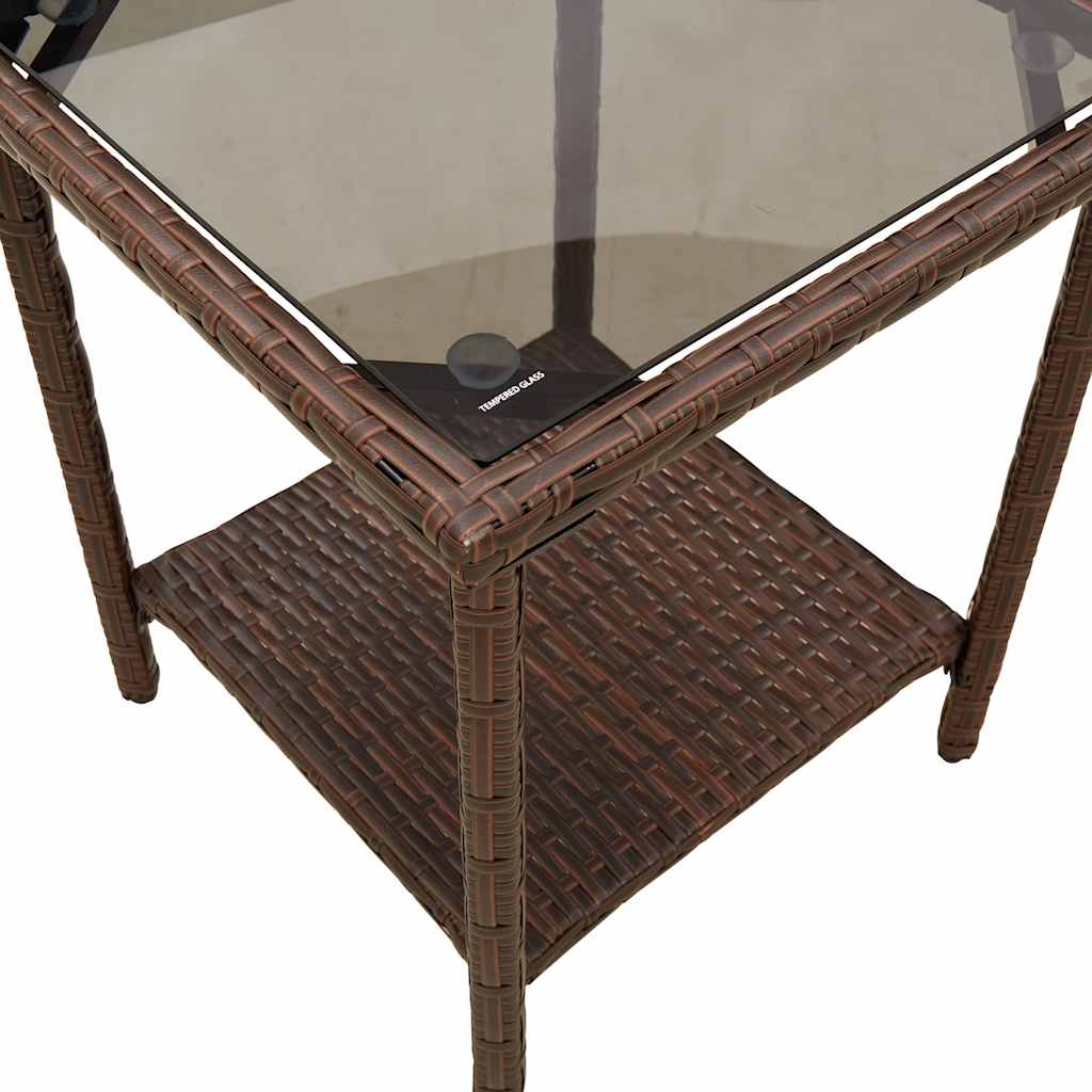 vidaXL Canapé de jardin d'angle avec table et coussins en polyrotin marron
