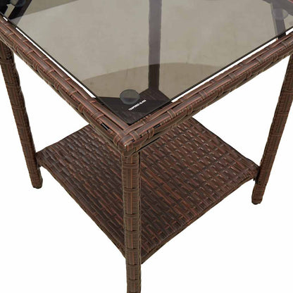 vidaXL Canapé de jardin d'angle avec table et coussins en polyrotin marron