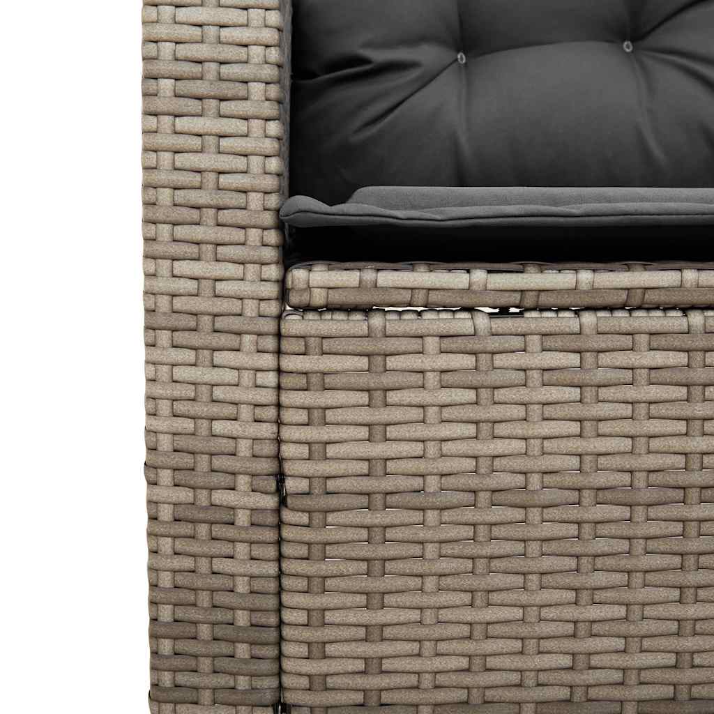 Gartensofa in L-Form mit Tisch und Kissen Grau Poly Rattan