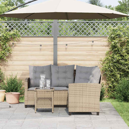 vidaXL Canapé d'angle de jardin avec table et coussins en polyrotin beige