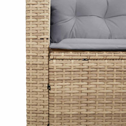 vidaXL Canapé d'angle de jardin avec table et coussins en polyrotin beige