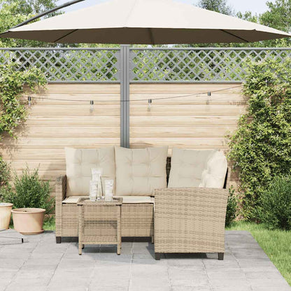 vidaXL Salon de jardin en L avec table et coussins en polyrotin beige