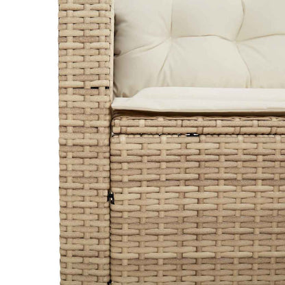 vidaXL Salon de jardin en L avec table et coussins en polyrotin beige