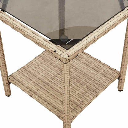 vidaXL Salon de jardin en L avec table et coussins en polyrotin beige