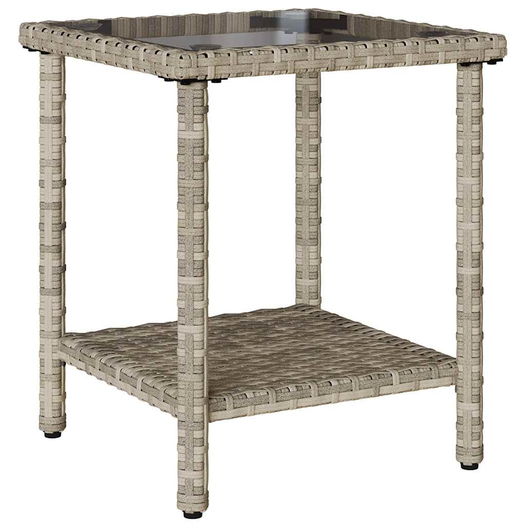 Gartensofa in L-Form mit Tisch und Kissen Hellgrau Poly Rattan