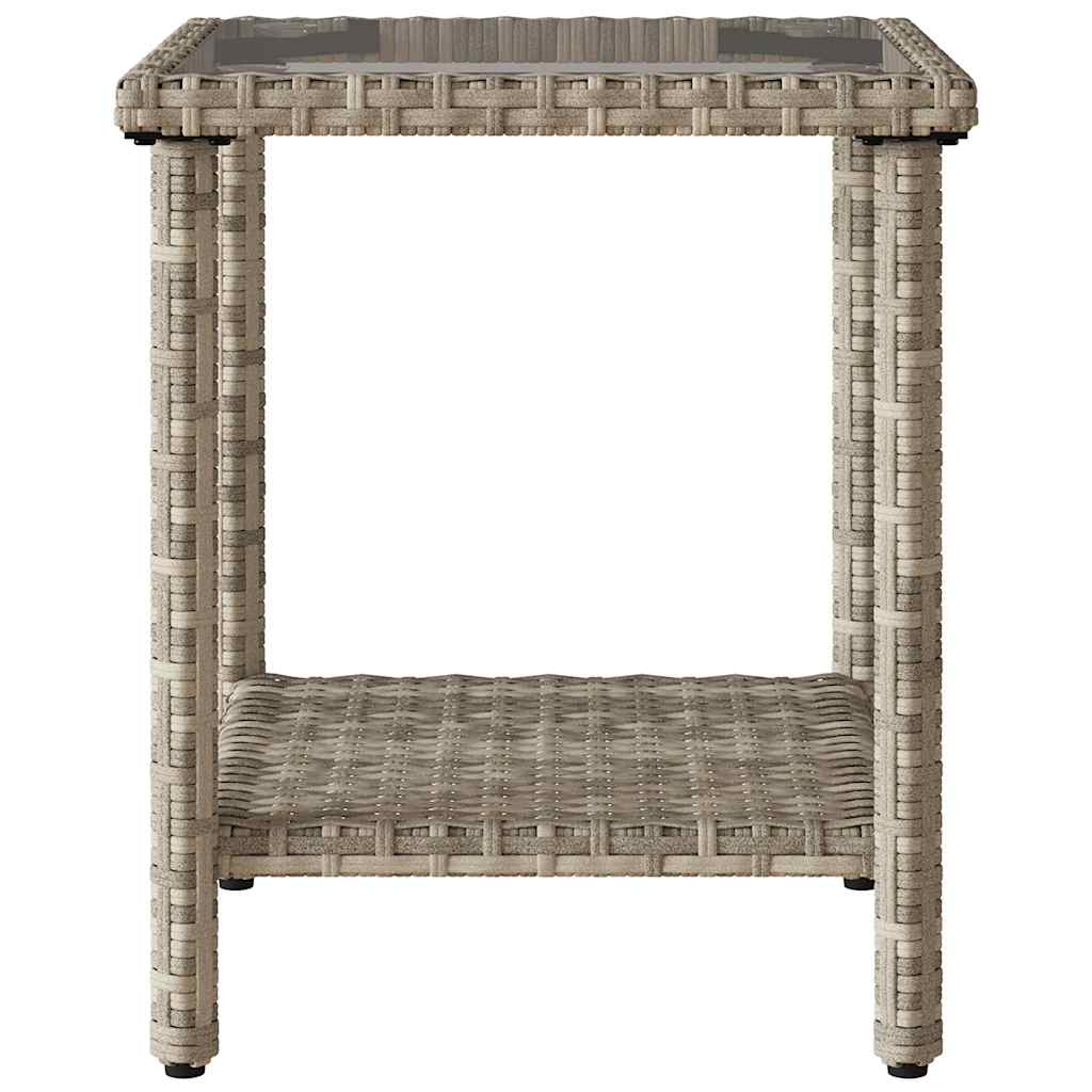 Gartensofa in L-Form mit Tisch und Kissen Hellgrau Poly Rattan