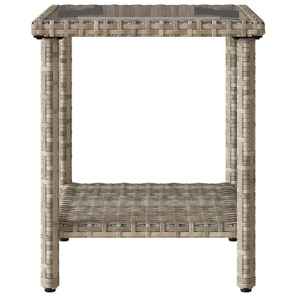 Gartensofa in L-Form mit Tisch und Kissen Hellgrau Poly Rattan