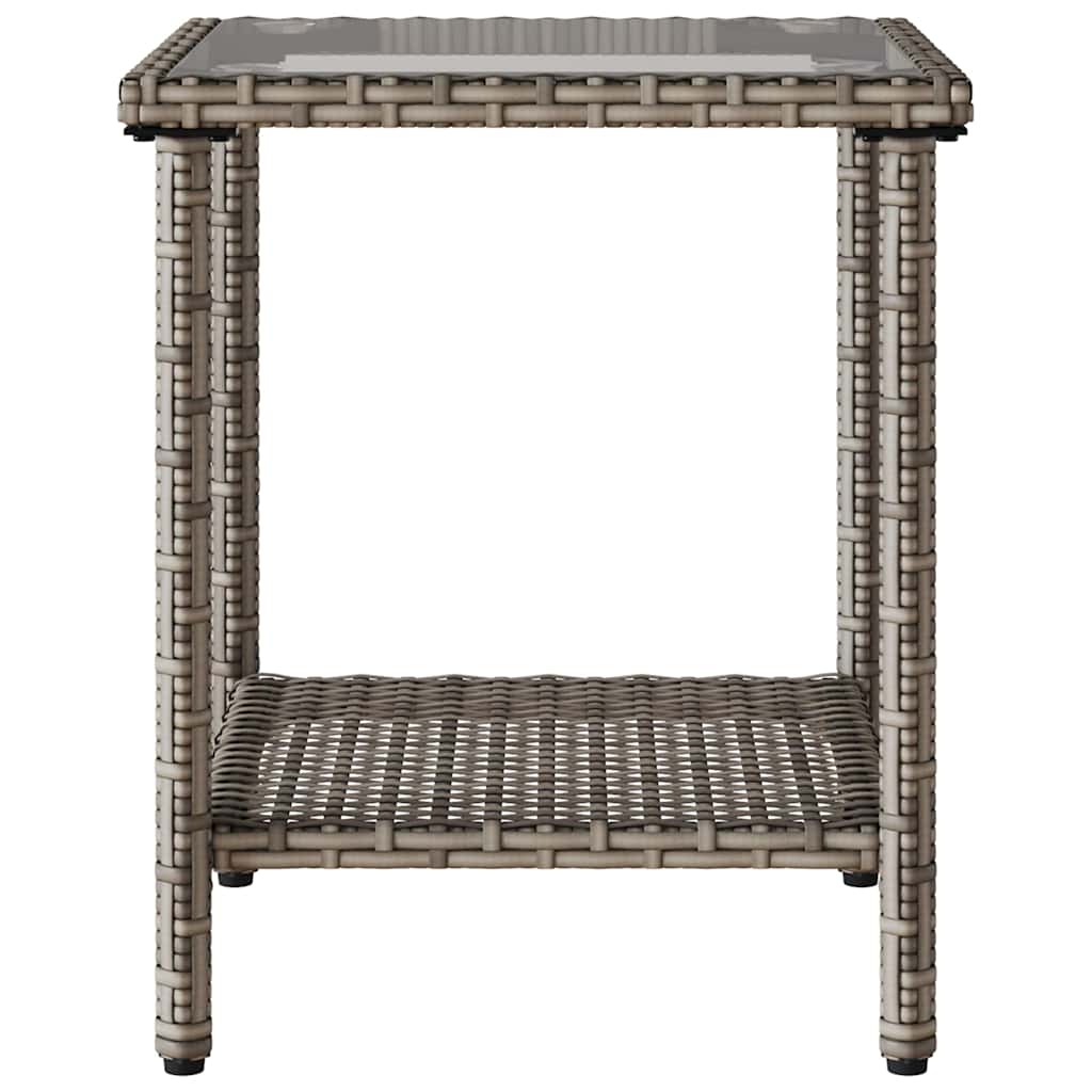 Gartensofa in L-Form mit Tisch und Kissen Grau Poly Rattan