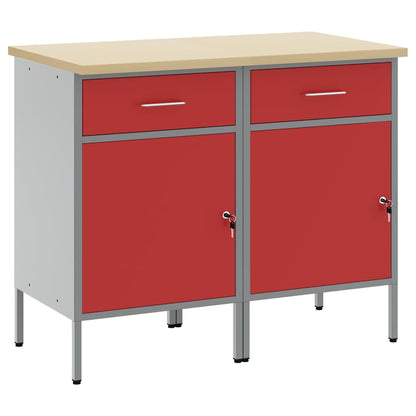 Werkbank mit Schubladen 2 pcs Rot und Grau 100 x 55 x 85 cm