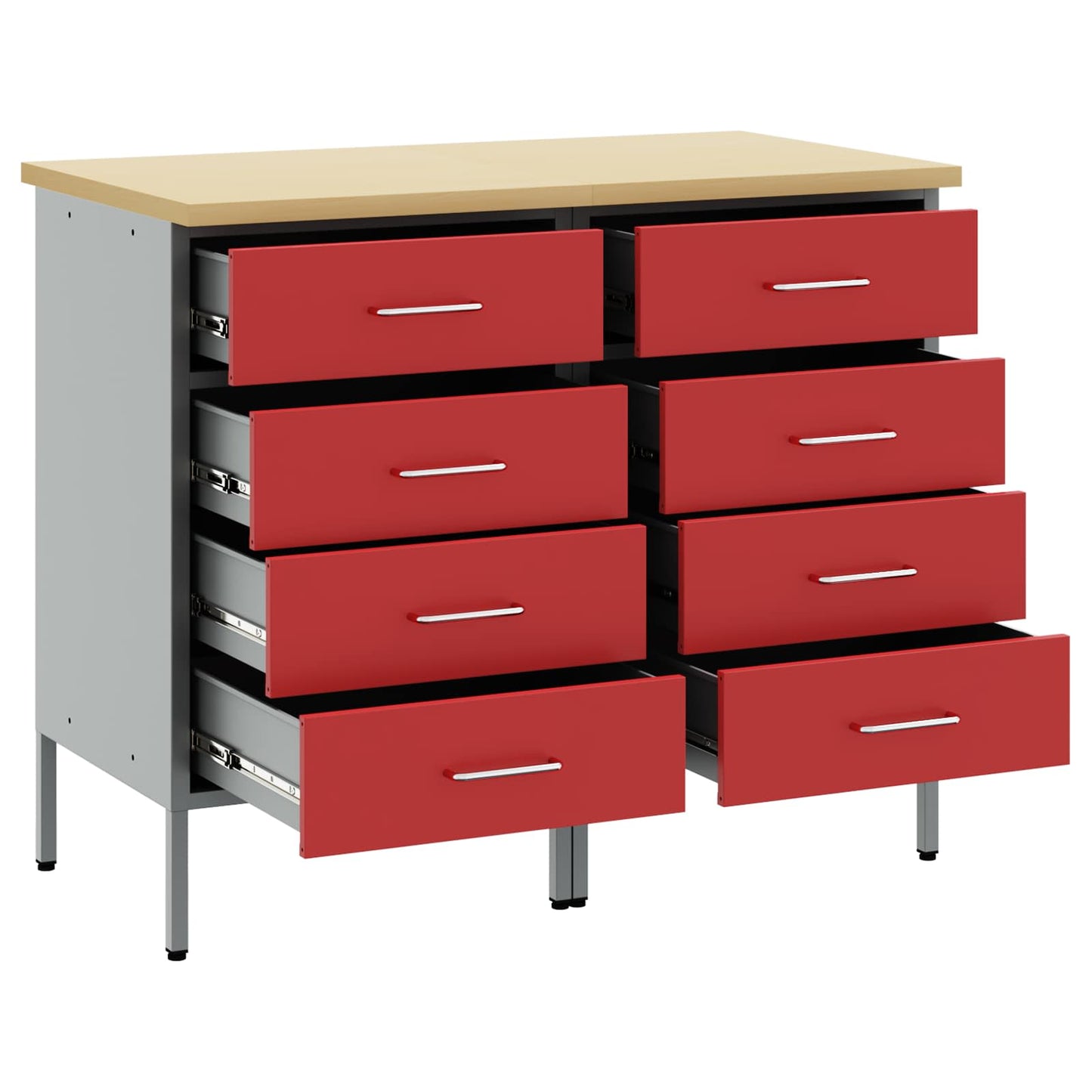 Werkbank mit Schubladen 2 pcs Rot und Grau 100 x 55 x 85 cm