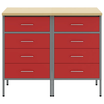 Werkbank mit Schubladen 2 pcs Rot und Grau 100 x 55 x 85 cm