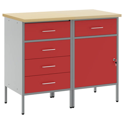 Werkbank mit Schubladen 2 pcs Rot und Grau 75 x 45 x 85 cm