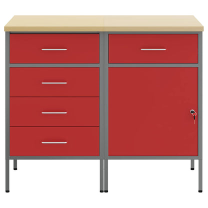 Werkbank mit Schubladen 2 pcs Rot und Grau 75 x 45 x 85 cm