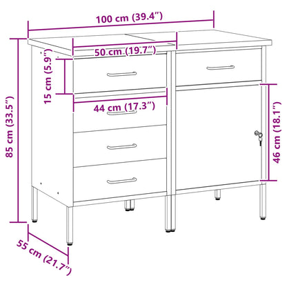 Werkbank mit Schubladen 2 pcs Rot und Grau 75 x 45 x 85 cm