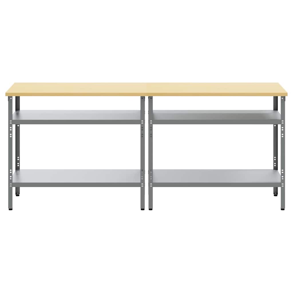 Werkbank-Set mit Regal 2 pcs Beige und Grau 200 x 55 x 85 cm