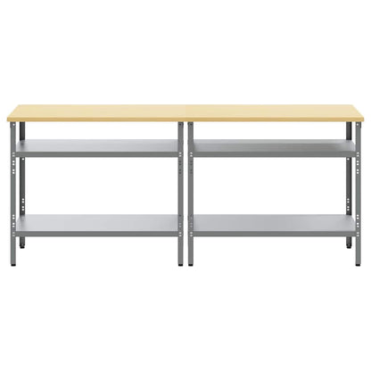Werkbank-Set mit Regal 2 pcs Beige und Grau 200 x 55 x 85 cm