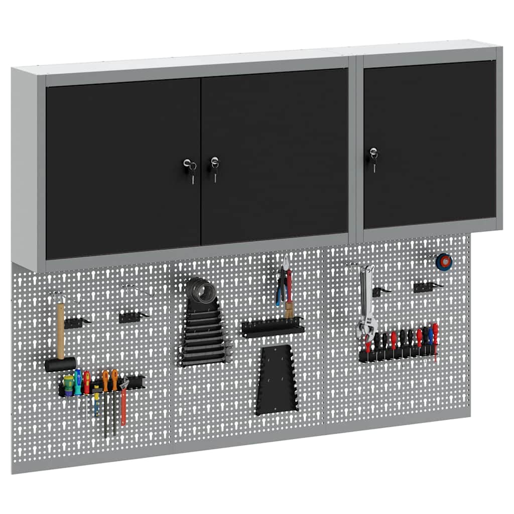 Werkzeugschrank-Set 5 pcs Schwarz Pulverbeschichteter Stahl